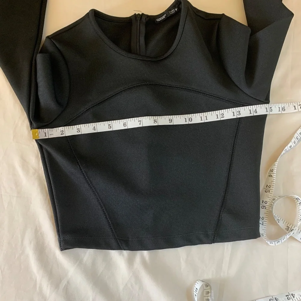 Zara Black Crop‎ Top Long Sleeves - Size Small 💃 - Picture 11 of 12